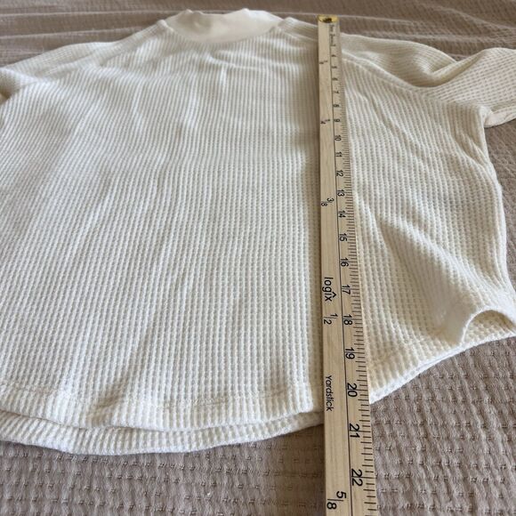 Madewell Mockneck Waffle Sweatshirt Tee Women Small Beige Long Sleeve NEW - Picture 11 of 15